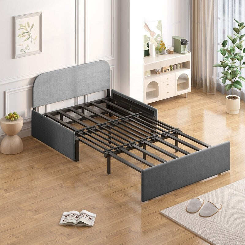 Mixoy Linen 2-in-1 Convertible Sofa Bed,Twin/Queen Pull Out Sleeper Sofa with Mattress,Cushions