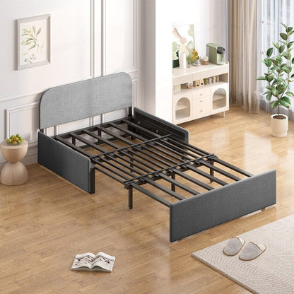 Mixoy Linen 2-in-1 Convertible Sofa Bed,Twin/Queen Pull Out Sleeper Sofa with Mattress,Cushions