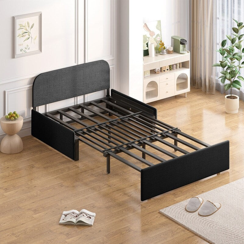 Mixoy Linen 2-in-1 Convertible Sofa Bed,Twin/Queen Pull Out Sleeper Sofa with Mattress,Cushions