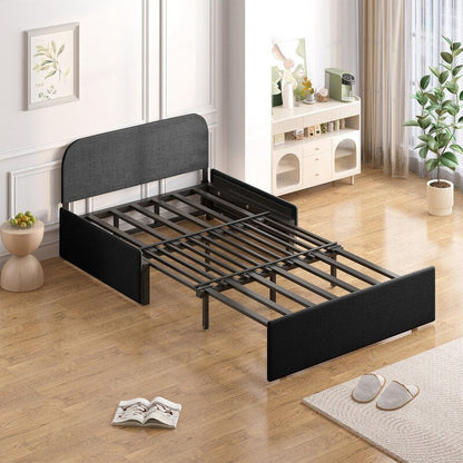 Mixoy Linen 2-in-1 Convertible Sofa Bed,Twin/Queen Pull Out Sleeper Sofa with Mattress,Cushions