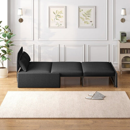 Mixoy Linen 2-in-1 Convertible Sofa Bed,Twin/Queen Pull Out Sleeper Sofa with Mattress,Cushions