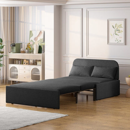 Mixoy Linen 2-in-1 Convertible Sofa Bed,Twin/Queen Pull Out Sleeper Sofa with Mattress,Cushions