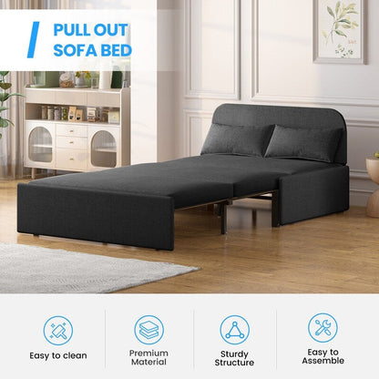 Mixoy Linen 2-in-1 Convertible Sofa Bed,Twin/Queen Pull Out Sleeper Sofa with Mattress,Cushions