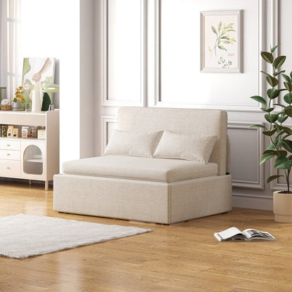 Mixoy Linen 2-in-1 Convertible Sofa Bed,Twin/Queen Pull Out Sleeper Sofa with Mattress,Cushions