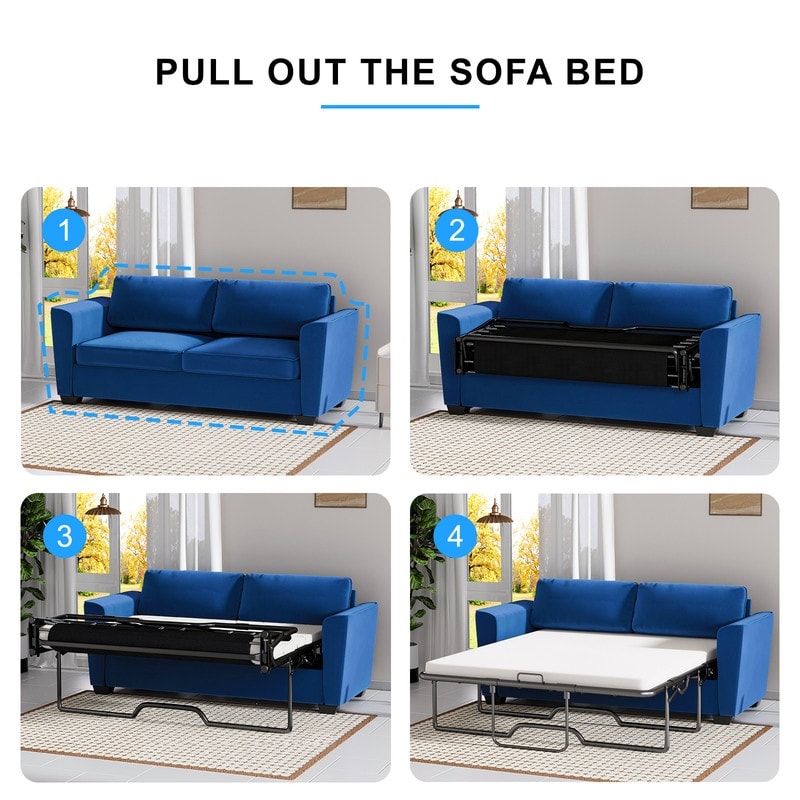 Mixoy Modern Pull Out Sofa Bed,Velvet Sleeper Loveseat Couch Bed
