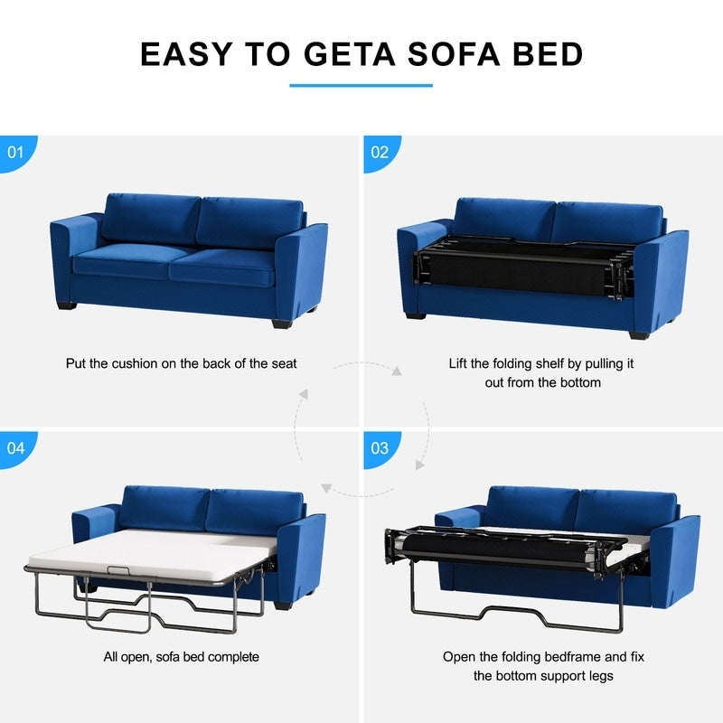 Mixoy Modern Pull Out Sofa Bed,Velvet Sleeper Loveseat Couch Bed