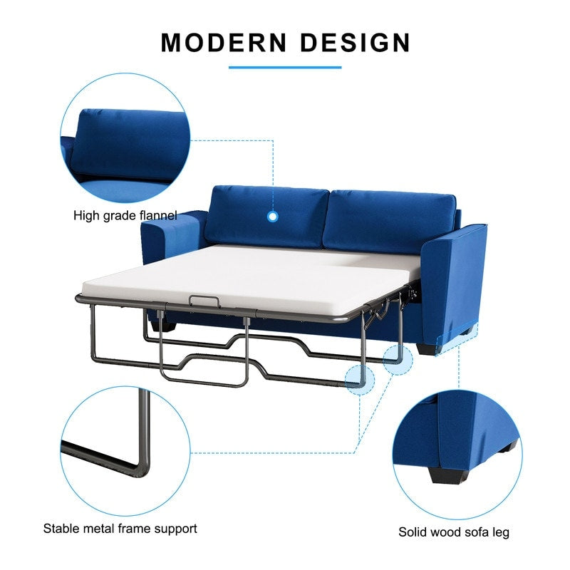 Mixoy Modern Pull Out Sofa Bed,Velvet Sleeper Loveseat Couch Bed