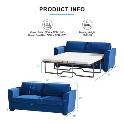 Mixoy Modern Pull Out Sofa Bed,Velvet Sleeper Loveseat Couch Bed
