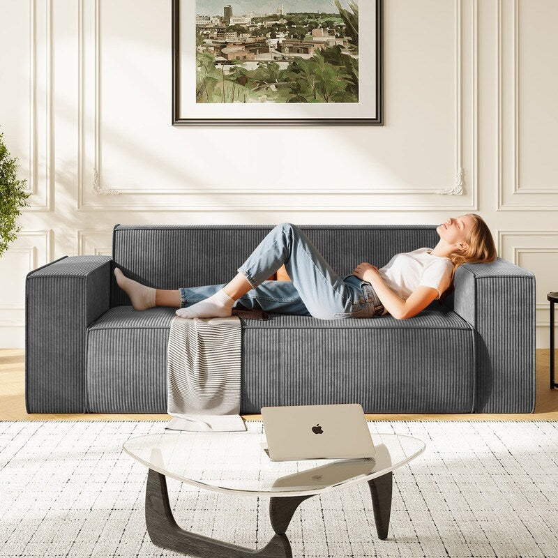 Mixoy Modern Velvet Fabric Loveseat Sofa with Legless Design&Widened Armrest,Upholstered 2-Seater Couch for Living Room