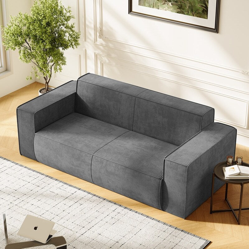 Mixoy Modern Velvet Fabric Loveseat Sofa with Legless Design&Widened Armrest,Upholstered 2-Seater Couch for Living Room