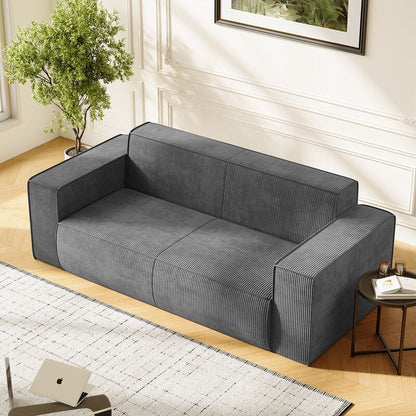 Mixoy Modern Velvet Fabric Loveseat Sofa with Legless Design&Widened Armrest,Upholstered 2-Seater Couch for Living Room