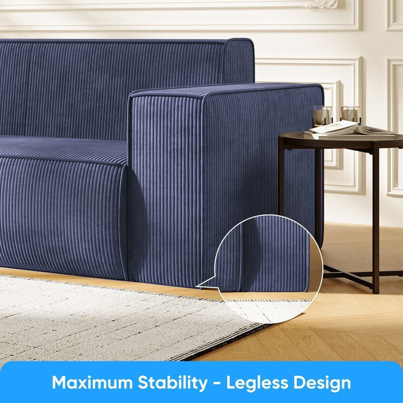 Mixoy Modern Velvet Fabric Loveseat Sofa with Legless Design&Widened Armrest,Upholstered 2-Seater Couch for Living Room