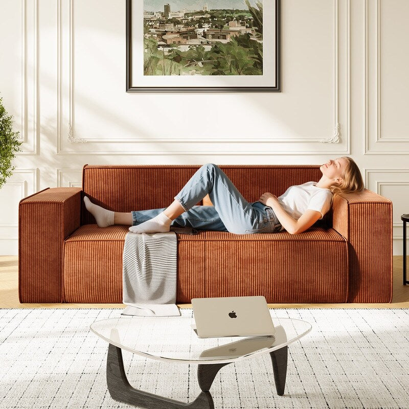 Mixoy Modern Velvet Fabric Loveseat Sofa with Legless Design&Widened Armrest,Upholstered 2-Seater Couch for Living Room