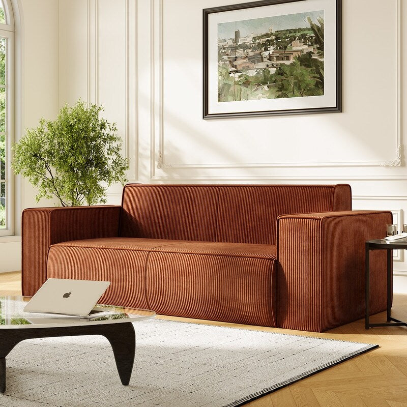 Mixoy Modern Velvet Fabric Loveseat Sofa with Legless Design&Widened Armrest,Upholstered 2-Seater Couch for Living Room