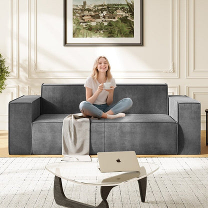 Mixoy Modern Velvet Fabric Loveseat Sofa with Legless Design&Widened Armrest,Upholstered 2-Seater Couch for Living Room