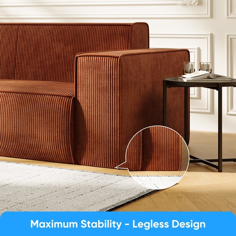 Mixoy Modern Velvet Fabric Loveseat Sofa with Legless Design&Widened Armrest,Upholstered 2-Seater Couch for Living Room