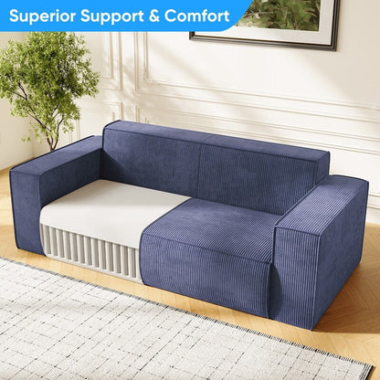 Mixoy Modern Velvet Fabric Loveseat Sofa with Legless Design&Widened Armrest,Upholstered 2-Seater Couch for Living Room