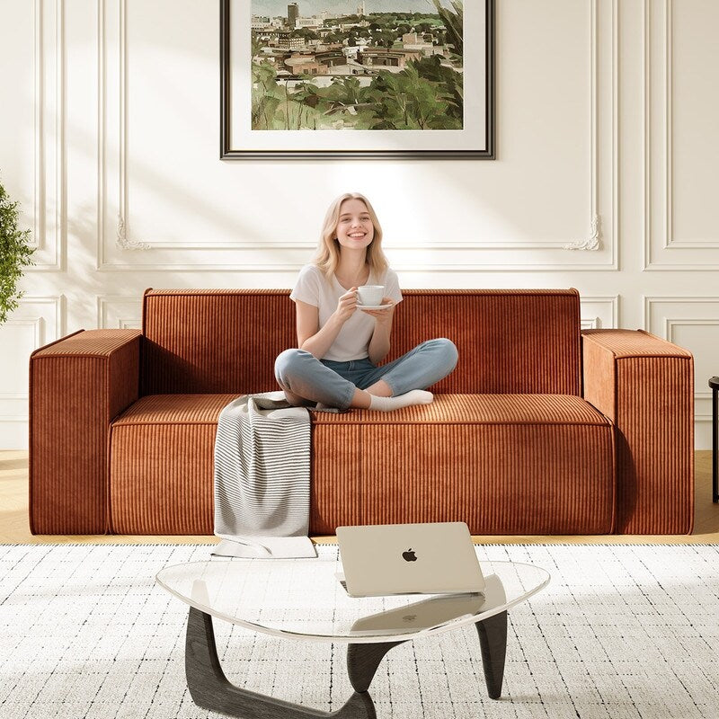 Mixoy Modern Velvet Fabric Loveseat Sofa with Legless Design&Widened Armrest,Upholstered 2-Seater Couch for Living Room
