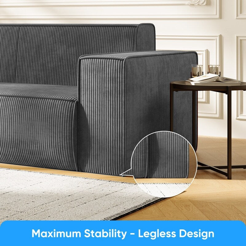 Mixoy Modern Velvet Fabric Loveseat Sofa with Legless Design&Widened Armrest,Upholstered 2-Seater Couch for Living Room
