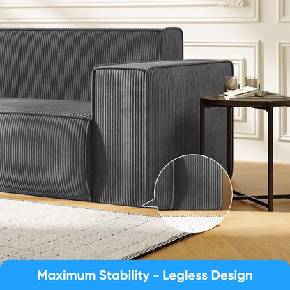 Mixoy Modern Velvet Fabric Loveseat Sofa with Legless Design&Widened Armrest,Upholstered 2-Seater Couch for Living Room