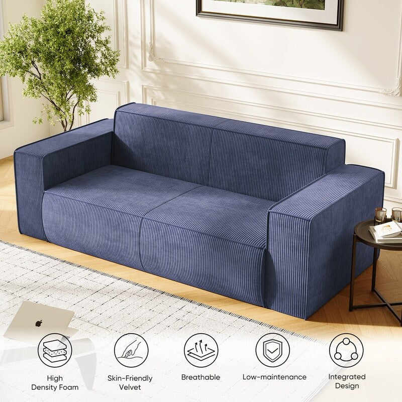 Mixoy Modern Velvet Fabric Loveseat Sofa with Legless Design&Widened Armrest,Upholstered 2-Seater Couch for Living Room