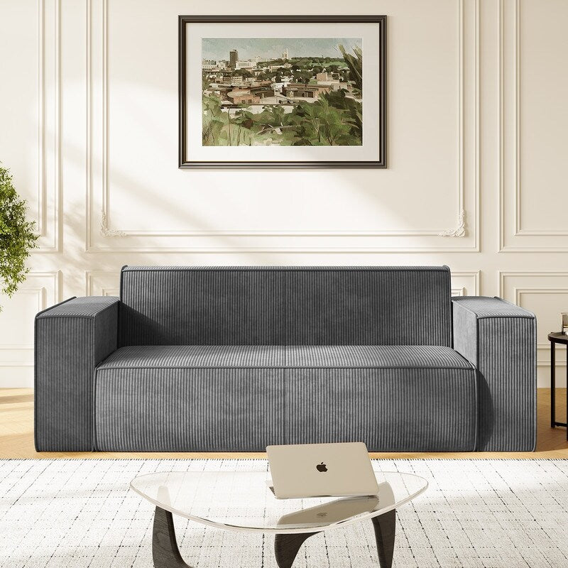 Mixoy Modern Velvet Fabric Loveseat Sofa with Legless Design&Widened Armrest,Upholstered 2-Seater Couch for Living Room