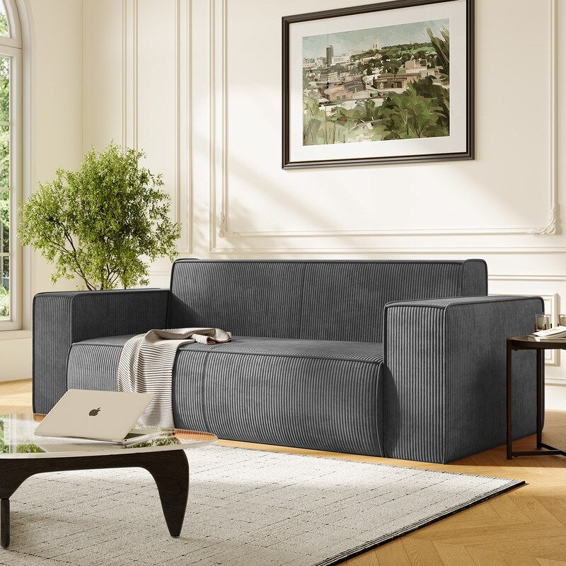 Mixoy Modern Velvet Fabric Loveseat Sofa with Legless Design&Widened Armrest,Upholstered 2-Seater Couch for Living Room