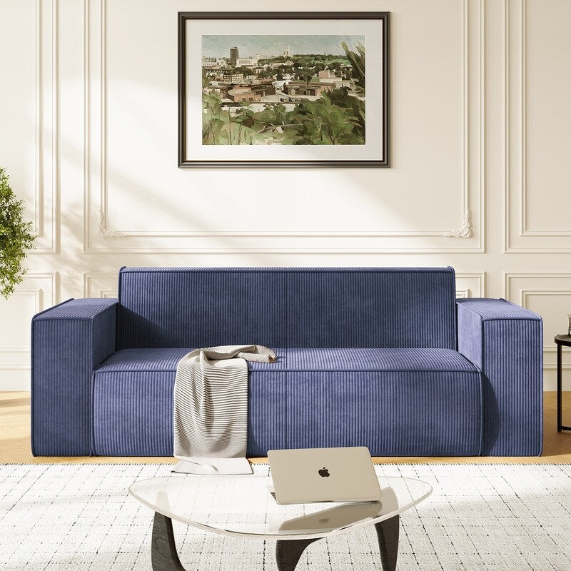 Mixoy Modern Velvet Fabric Loveseat Sofa with Legless Design&Widened Armrest,Upholstered 2-Seater Couch for Living Room
