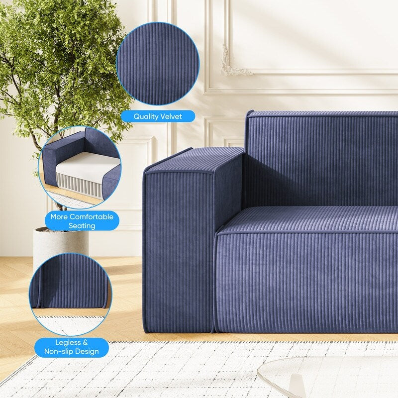 Mixoy Modern Velvet Fabric Loveseat Sofa with Legless Design&Widened Armrest,Upholstered 2-Seater Couch for Living Room