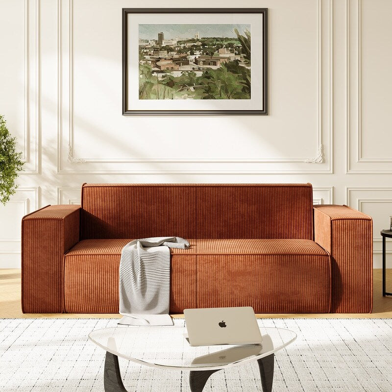 Mixoy Modern Velvet Fabric Loveseat Sofa with Legless Design&Widened Armrest,Upholstered 2-Seater Couch for Living Room