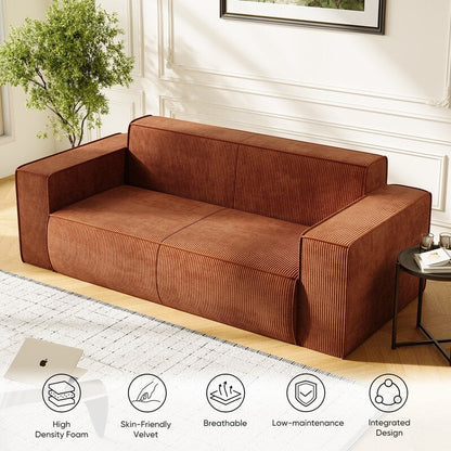 Mixoy Modern Velvet Fabric Loveseat Sofa with Legless Design&Widened Armrest,Upholstered 2-Seater Couch for Living Room