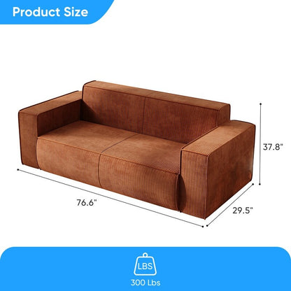 Mixoy Modern Velvet Fabric Loveseat Sofa with Legless Design&Widened Armrest,Upholstered 2-Seater Couch for Living Room