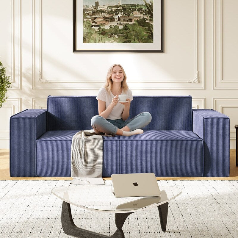 Mixoy Modern Velvet Fabric Loveseat Sofa with Legless Design&Widened Armrest,Upholstered 2-Seater Couch for Living Room