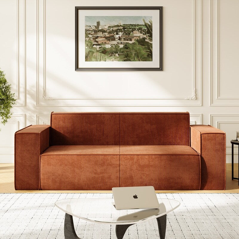 Mixoy Modern Velvet Fabric Loveseat Sofa with Legless Design&Widened Armrest,Upholstered 2-Seater Couch for Living Room