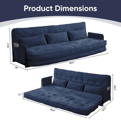 Mixoy Muti-Functional Folding Futon Sofa Bed Floor Sofa Bedï¼?-Seater Lazy Sofa with Pillows,6 Position Adjustable Backrest