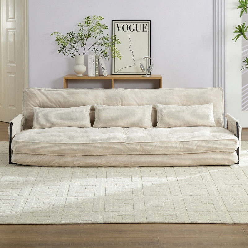 Mixoy Muti-Functional Folding Futon Sofa Bed Floor Sofa Bedï¼?-Seater Lazy Sofa with Pillows,6 Position Adjustable Backrest