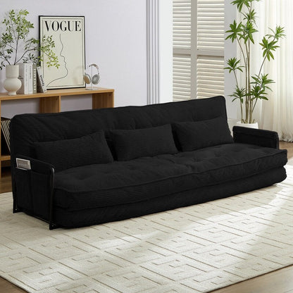 Mixoy Muti-Functional Folding Futon Sofa Bed Floor Sofa Bedï¼?-Seater Lazy Sofa with Pillows,6 Position Adjustable Backrest