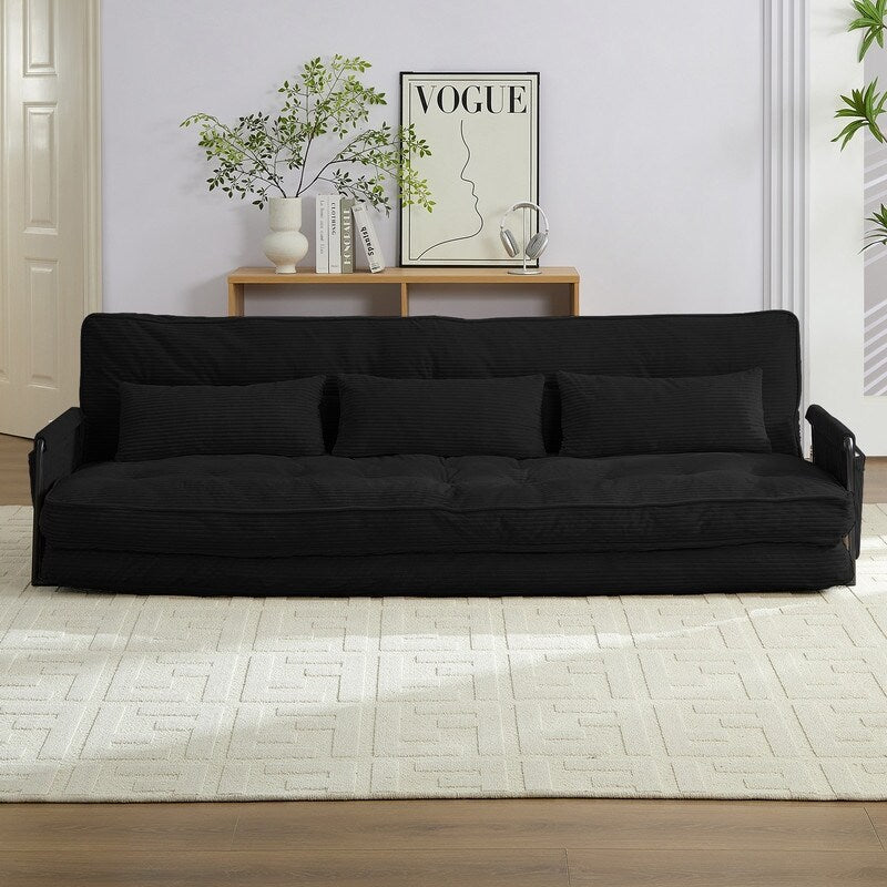 Mixoy Muti-Functional Folding Futon Sofa Bed Floor Sofa Bedï¼?-Seater Lazy Sofa with Pillows,6 Position Adjustable Backrest
