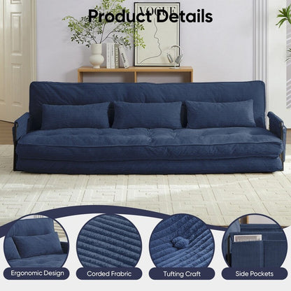 Mixoy Muti-Functional Folding Futon Sofa Bed Floor Sofa Bedï¼?-Seater Lazy Sofa with Pillows,6 Position Adjustable Backrest