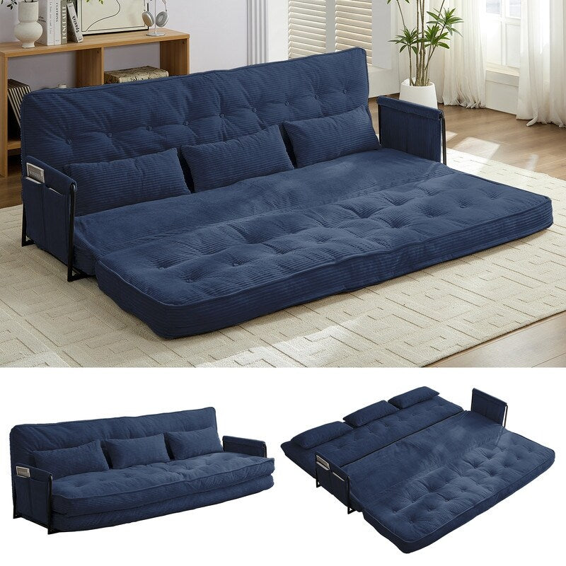 Mixoy Muti-Functional Folding Futon Sofa Bed Floor Sofa Bedï¼?-Seater Lazy Sofa with Pillows,6 Position Adjustable Backrest