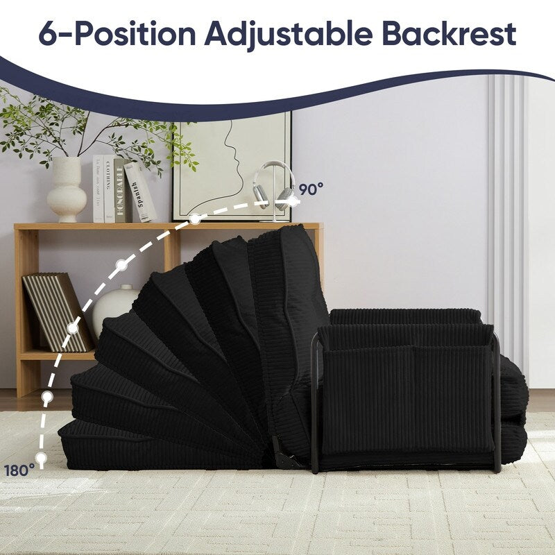 Mixoy Muti-Functional Folding Futon Sofa Bed Floor Sofa Bedï¼?-Seater Lazy Sofa with Pillows,6 Position Adjustable Backrest