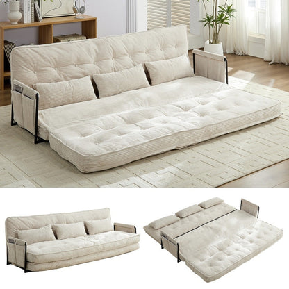 Mixoy Muti-Functional Folding Futon Sofa Bed Floor Sofa Bedï¼?-Seater Lazy Sofa with Pillows,6 Position Adjustable Backrest