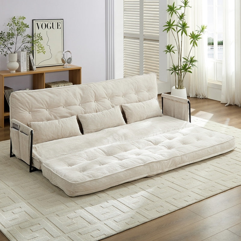 Mixoy Muti-Functional Folding Futon Sofa Bed Floor Sofa Bedï¼?-Seater Lazy Sofa with Pillows,6 Position Adjustable Backrest