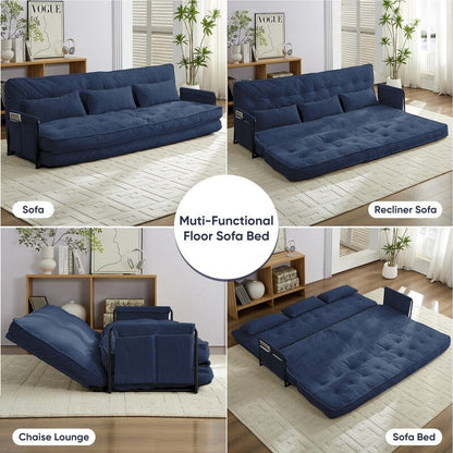 Mixoy Muti-Functional Folding Futon Sofa Bed Floor Sofa Bedï¼?-Seater Lazy Sofa with Pillows,6 Position Adjustable Backrest