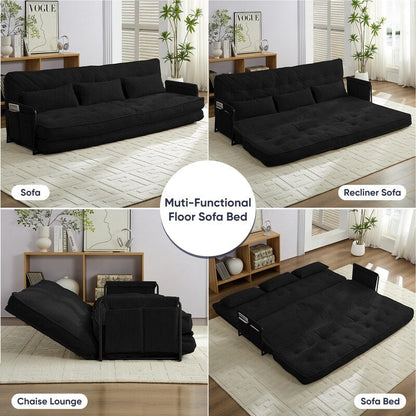 Mixoy Muti-Functional Folding Futon Sofa Bed Floor Sofa Bedï¼?-Seater Lazy Sofa with Pillows,6 Position Adjustable Backrest