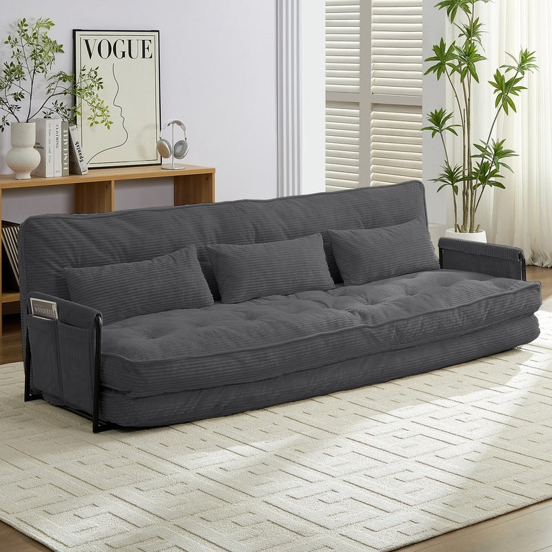 Mixoy Muti-Functional Folding Futon Sofa Bed Floor Sofa Bedï¼?-Seater Lazy Sofa with Pillows,6 Position Adjustable Backrest