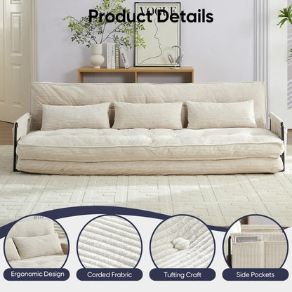 Mixoy Muti-Functional Folding Futon Sofa Bed Floor Sofa Bedï¼?-Seater Lazy Sofa with Pillows,6 Position Adjustable Backrest