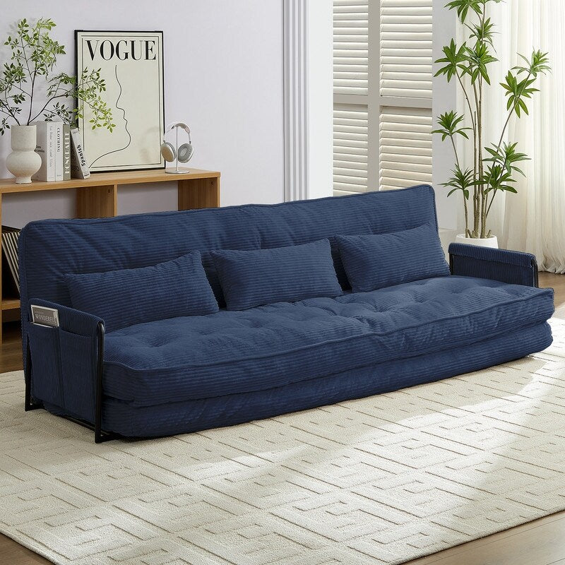 Mixoy Muti-Functional Folding Futon Sofa Bed Floor Sofa Bedï¼?-Seater Lazy Sofa with Pillows,6 Position Adjustable Backrest