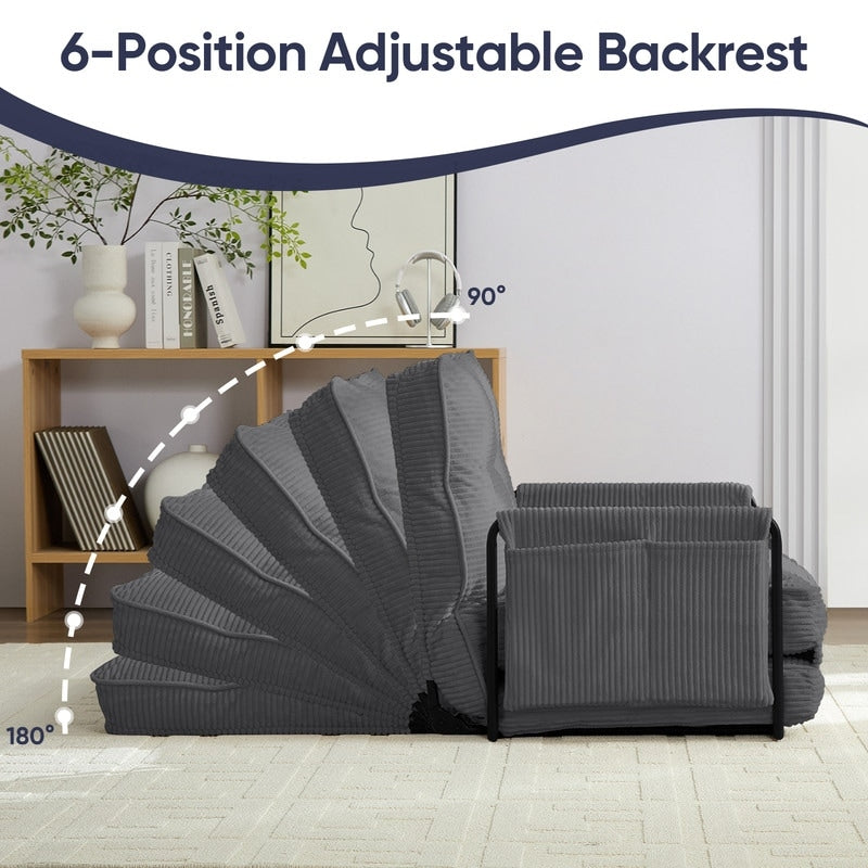 Mixoy Muti-Functional Folding Futon Sofa Bed Floor Sofa Bedï¼?-Seater Lazy Sofa with Pillows,6 Position Adjustable Backrest