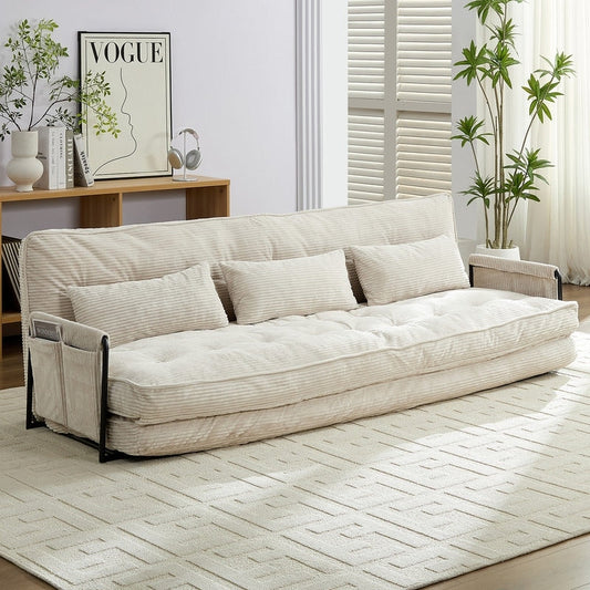 Mixoy Muti-Functional Folding Futon Sofa Bed Floor Sofa Bedï¼?-Seater Lazy Sofa with Pillows,6 Position Adjustable Backrest